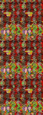 Renkli tekstil tarzında. Raster illüstrasyonu. Çiçek duvar kâğıdı. Çiçek arkaplan. Renkli çizim deseni.