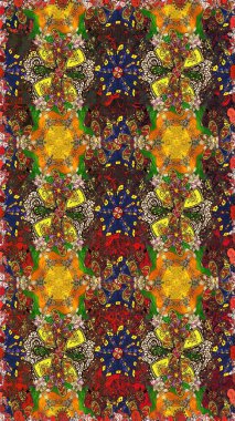 Kahverengi ve sarı renkli, parlak çiçekli, soyut, pürüzsüz desen. Küçük çiçekte hoş bir çiçek deseni var. Çiçek elementli zarif raster dokusu..