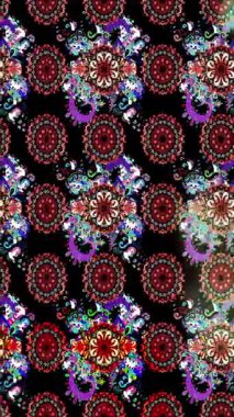 Renkli unsurlarla hareketli arka plan görüntüleri. Çiçekler. Eski model. Bayrak tarzı. Video kaydı. Şablon. Döngü. Kusursuz.. 