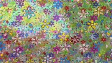 Renkli unsurlarla hareketli arka plan görüntüleri. Çiçekler. Eski model. Bayrak tarzı. Video kaydı. Şablon. Döngü. Kusursuz.. 