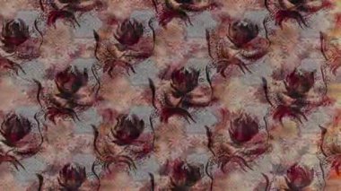 Renkli unsurlarla hareketli arka plan görüntüleri. Çiçekler. Eski model. Bayrak tarzı. Video kaydı. Şablon. Döngü. Kusursuz.. 