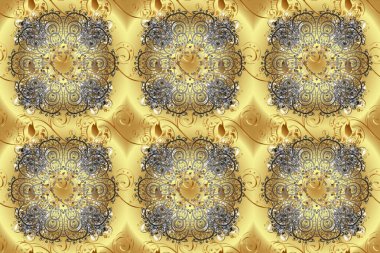 Klasik oryantal desen, bej, nötr ve sarı renklerin üstündedir. Damask pürüzsüz süsü. Geleneksel raster ve altın desen.