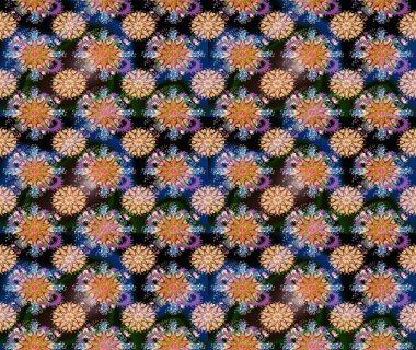 Raster illüstrasyonundaki çiçek desenli çizim. Düz Çiçek Elementleri Tasarımı. Renkli Bahar Teması eskiz kalıbı. Mavi renkte çiçekler.