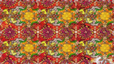 Çiçeklerle kusursuz desen. Suluboya çizimi. Kahverengi renkli çiçekler. El çizimi.