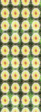 Yeşil ve sarı renkli çiçekler. Çiçekli karalama şeklinde Raster çiçek deseni. Yumuşak, yaz çiçekli arka plan.