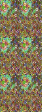 Kahverengi ve yeşil renklerde çiçeklerle kusursuz çiçek deseni. Çiçekler suluboya tarzında kahverengi ve yeşil renklerde.