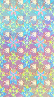 Çiçek desenli çizim. Asya tekstil tarzında. Düz Çiçek Elementleri Tasarımı. Renkli Bahar Teması eskiz kalıbı. Tarafsız ve mavi renkte çiçekler. Raster illüstrasyonu.