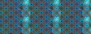 Raster illüstrasyonundaki çiçek desenli çizim. Mavi ve gri renkte çiçekler.