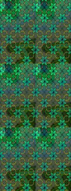 Elle boyanmış suluboya resim çizimleri, çiçekler ve bitkiler. Yeşil ve mavi renkte çiçekler.