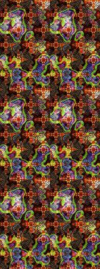 Kıvırcık, parlak örgü. Çiçek çelengi. Raster illüstrasyonu. Eski moda arka plan. Güzel, parlak, pürüzsüz kumaş, tuval. Desen, çizim, çiçek sınırı..