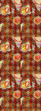 Flowers on brown, red and beige colors. Doodle style. Colorful brown, red and beige sketch pattern. Hand drawn sketch autumn floral flower pattern. Perfect for textile, cover design.