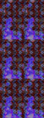 Kumaş desenli papatya çiçeği detayı. Mor ve kırmızı renkte çiçekler.