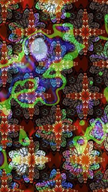 Renkli Bahar Teması eskiz kalıbı. Düz Çiçek Elementleri Tasarımı. Kahverengi ve siyah renkli şirin çiçek desenleri. Raster Modaya uygun kumaş deseni.