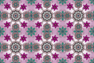 Flower seamless on neutral, blue and red colors. Flowers on neutral, blue and red colors. Floral pattern. Flourish ornamental spring garden texture.