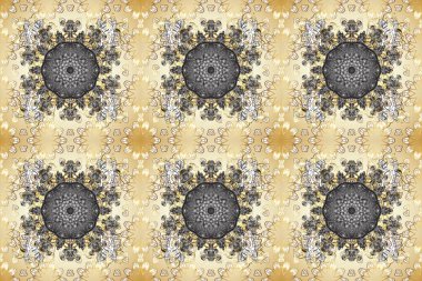 Altın kar taneleri basit, pürüzsüz desen. Bej, gri, nötr renklerde raster altın desen. Soyut duvar kâğıdı, ambalaj dekorasyonu. Kışın sembolü, Mutlu Noel tatili, Mutlu yıllar 2019.