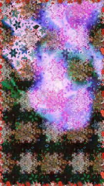 Raster Illustrasyon 'da moda olmayan çiçek deseni. Düz Çiçek Elementleri Tasarımı. Tarafsız ve gri renklerde çiçekler. Renkli Yaz Temalı Kusursuz Arkaplan.