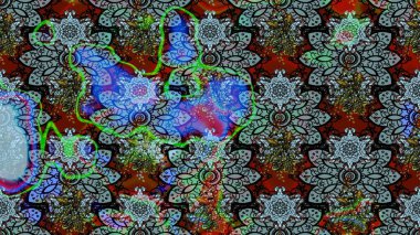 Suluboya çiçekli çiçek deseni. Raster illüstrasyonu. Mavi renkte Asya tekstili.