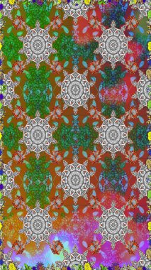 Raster resim. Çiçek desenli çiçek ve yaprakları ile. Sevimli küçük çiçek desenle.