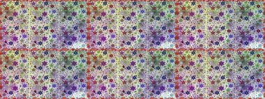 Renkli Bahar Temalı Kusursuz Arkaplan. Düz Çiçek Elementleri Tasarımı. Raster..