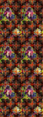 Küçük çiçekteki sevimli çiçek deseni. Kahverengi ve siyah renkte çiçekler.