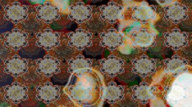 In nice textile style on brown and gray colors. Floral sketch pattern with watercolor flowers. Raster illustration.