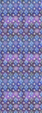 Raster illüstrasyonundaki çiçek desenli çizim. Mavi ve mor renkte çiçekler.