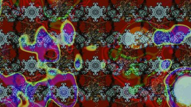 Childish design. Cute floral background for textile, fabric, wrapping, scrapbooking. On red and brown backdrop. Raster sketch pattern with hand drawn doodle flowers.