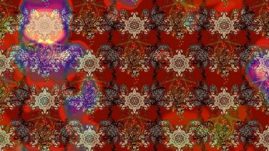 Kahverengi ve kırmızı renkte çiçekler. Çiçekli karalama şeklinde Raster çiçek deseni. Nazikçe, güzel çiçek arkaplanı..