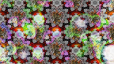 Küçük çiçekteki sevimli çiçek deseni. Robot resim. Raster illüstrasyonu.