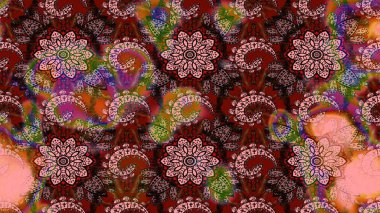 Flowers on brown and pink colors. Raster flat flowers sketch pattern. Design gift wrapping paper, greeting cards, posters and banner design.