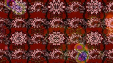 Flat Flower Elements Design. Sketch Colour Spring Theme sketch pattern Background. Cute flower raster pattern. Flowers on brown and red colors.