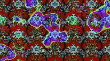 Amazing sketch floral pattern with bright colorful flowers and leaves on a red and blue colors. Folk style. The elegant the template for fashion prints. Modern floral background.