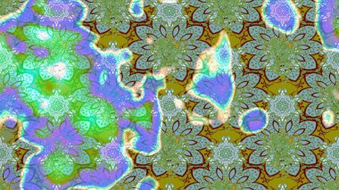 Çiçekli el çizimi çizimi deseni. Modern gelişim yeşil ve mavi raster arka plan duvar kâğıdı illüstrasyon klasik çizgili iz sürme desenli çiçekler, çiçekli süsler.