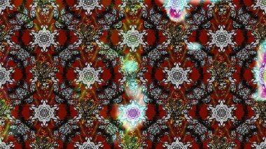 Raster illüstrasyonundaki çiçek desenli çizim. Süslü kumaş deseni. Düz Çiçek Elementleri Tasarımı. Renkli Bahar Teması çizim şablonu.