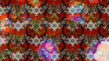 Raster illüstrasyonu. Kahverengi ve kırmızı kıvırcık çiçekler kahverengi ve kırmızı renklerde şekillenir. Klasik çiçek tasarım elementleri.