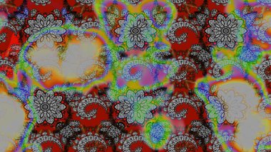 Colour Spring Theme sketch pattern Background. Flat Flower Elements Design. Cute flower raster pattern. Flowers on gray and red colors.