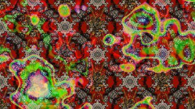 Çiçekli karalama şeklinde Raster çiçek deseni. Kahverengi ve kırmızı renkte çiçekler. Yumuşak, yaz çiçekli arka plan.