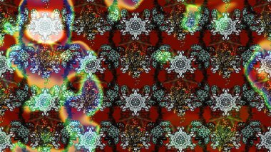 Kahverengi ve kırmızı renkte çiçekler. Düz Çiçek Elementleri Tasarımı. Sevimli çiçek raster deseni. Renkli Bahar Teması çizim şablonu.