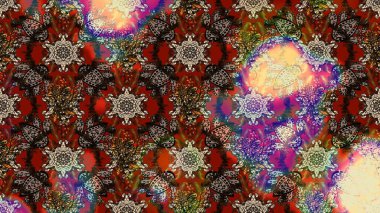 Cute floral pattern in the small flower. Abstract sketch pattern on brown and beige colors with bright flowers. Elegant raster texture with floral elements.