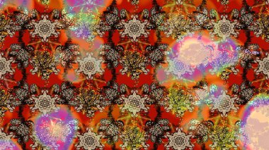 Blossom lilies sketch background. Amazing collage paradise style for floral design. Bright floral collage blossom flowers brown and beige.