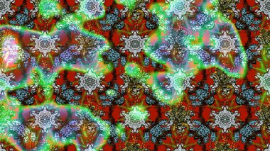 Çiçek desenli raster, yeşil ve kahverengi çizgi grafik desenli soyut raster arkaplan. Modern stil dokusu.