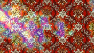 Çok kahverengi ve kırmızı zarif küçük çiçekler ve kahverengi ve kırmızı renkli komik böcekler, raster desen, illüstrasyon.