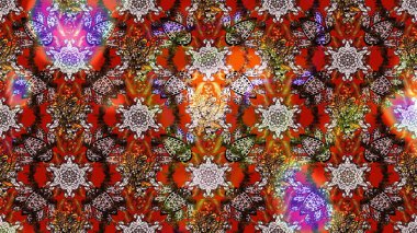 Raster deseni. Raster illüstrasyonu. Küçük çiçekteki sevimli çiçek deseni. Nazikçe, yaz çiçekleri kahverengi ve kırmızı renklerde.