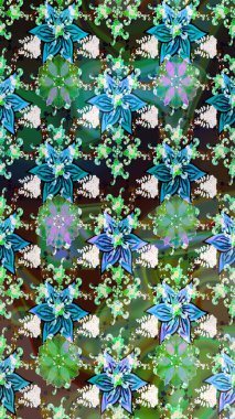 Raster illüstrasyonu. Taslak dekoratif arka plan, çiçek mandala. Çiçek. Yeşil ve mavi renklerde.