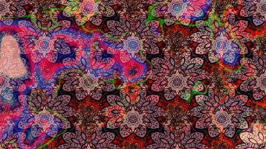 Folk style. Amazing sketch floral pattern with bright colorful flowers and leaves on a pink and brown colors. Modern floral background. The elegant the template for fashion prints.