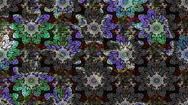 Raster suluboya çiçek deseni, narin çiçekler, siyah ve gri çiçekler, tebrik kartı şablonu. Raster Güzel kumaş deseni.