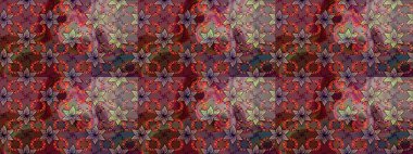 Kahverengi ve kırmızı renkte çiçekler. Yumuşak, bahar çiçekli arka plan. Raster çiçek desenli ve çiçekli..