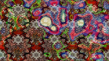 Sınır Kızılderili çiçekli paisley patten. Raster Henna tarzı. Tebrik kartı geçmişi, boyama kitabı, arkaplan ve tekstil için kullanılabilir. Etnik Mandala havlusu. Taslak süsleme izi.