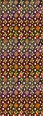 Çiçek desenli eskiz, darbeler, sıçramalar, yaz çiçekleri. Raster illüstrasyonu. Kahverengi ve mor renkte çiçekler.