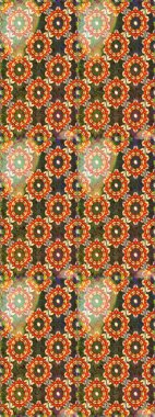 Kahverengi ve turuncu renkli ve altın elementli klasik, dikişsiz desen. Raster illüstrasyonu.